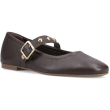 (, ) Hush Puppies Charlene Stud Ballerina Leather Women's Chocolate Flats
