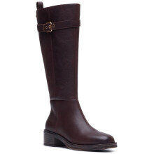 (, ) Hush Puppies Anita Long Leather Women's BROWN Heeled Knee High Boots