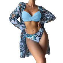 Women Bikinis High Waisted V-Neck Swimwear Lacing Spaghetti Straps Bathing Suit Sky Blue M
