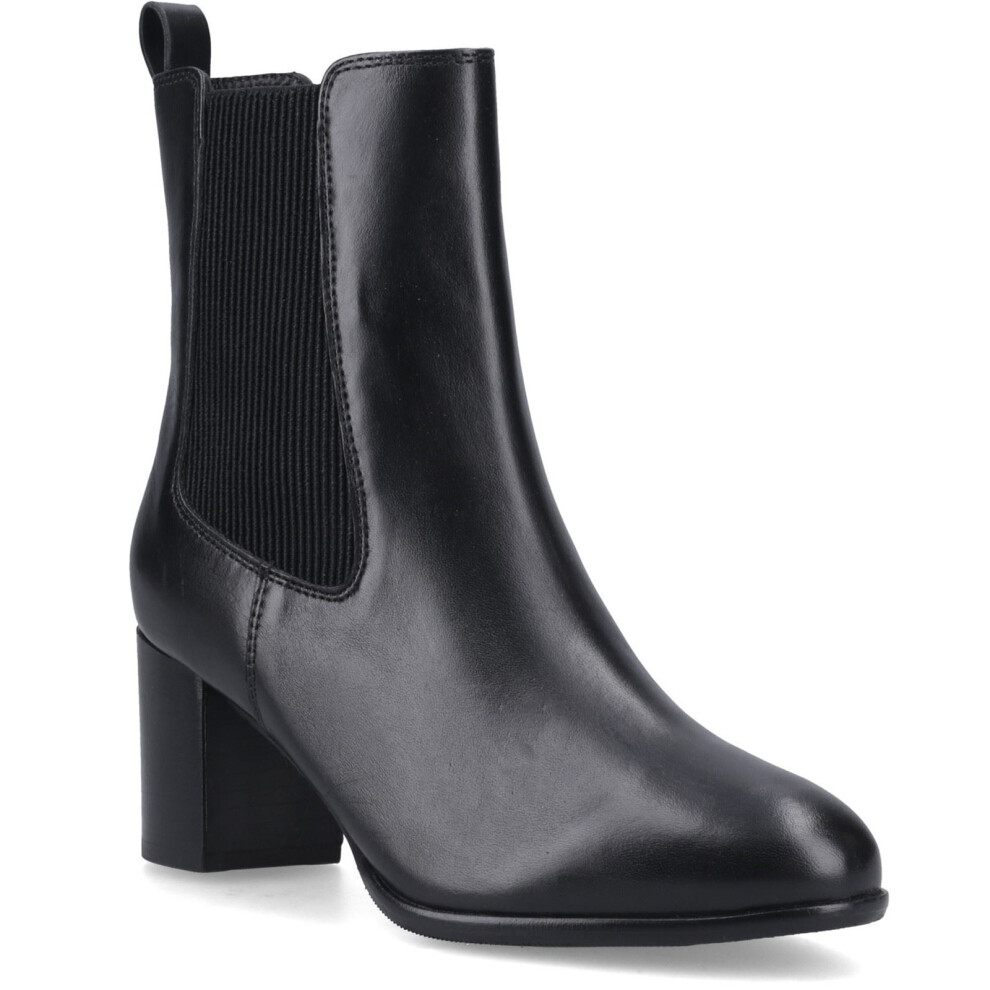 Hush Puppies (, ) Camellia Heeled Leather Women's Black Heeled Ankle Boots