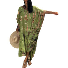 Womens Swimsuit Cover Long Outfit Coverup Side Split Beach Loose Swimwear Green series