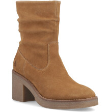 (, ) Hush Puppies Flora Ruched Suede Women's TAN Heeled Mid Calf Boots