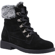 (, ) Hush Puppies Florence Wide Fit Suede Women's Black Wide Fit Winter Ankle Boots