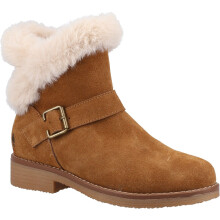 (, ) Hush Puppies Hannah Wide Fit Suede Women's TAN Wide Fit Winter Ankle Boots