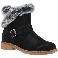 (, ) Hush Puppies Hannah Wide Fit Suede Women's Black Wide Fit Winter Ankle Boots
