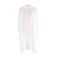 Womens Medium Gown Dress Single-breasted Beachwear Shawl Cover-ups for Vacation White