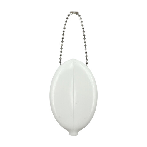 Small Coin Holder with Beaded Chain and Squeeze Closure for Commuting White