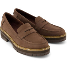 (, ) TOMS Cara Leather Women's Oak Brown Loafers