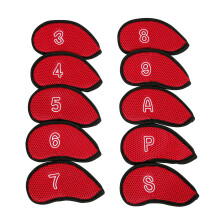 10Pc Waterproof Mesh Golf Putter Cover Golf Iron Head Cover Golf Club Covers Set Red