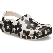 (, ) Crocs Classic Pop Petals EVA Girl's Summit White/Black Casual Shoes - Clogs