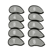 10Pc Waterproof Mesh Golf Putter Cover Golf Iron Head Cover Golf Club Covers Light Grey