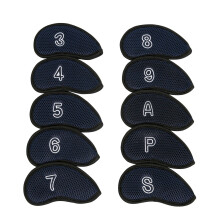 10Pcs Iron Head Cover Golf Wedges Headcover Golf Iron Club Cover with Big Number Navy Blue