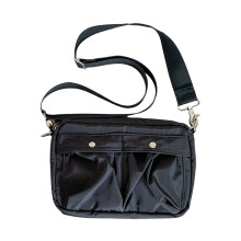 Trendy Retro Ladies' Purse Nylon Underarm Bag Solid Color Zipper Female Clutch Black