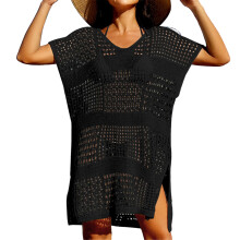 Swimsuit Crochet Swim Cover Up Summer Bathing Suit Swimwear Pullover Beach Dress Black