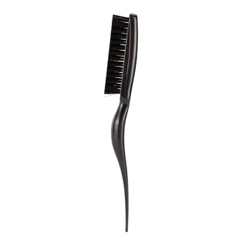 Teasing Brush Rat Tail Bristle Brush Three Row Salon Combs for Back Combing Root Black