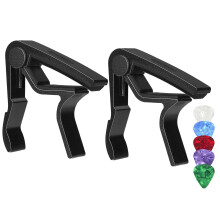 Adjustable Guitar Capo for Tuning Tone with 5 Picks for Electric Acoustic Guitar Black