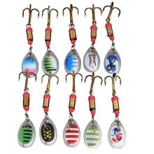 10Pcs Spoon Metal Hard Spinner Baits Lures Bass Spinner Swimbaits Silver Golden
