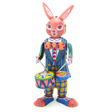 Table Clown Toy Tinplate Wind Up Figure Toy Drumming Clown for Doll Decorative G