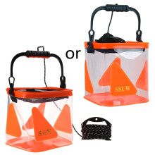 EVA Fishing Bag Collapsible Fishing Bucket Container for Outdoor Activities Orange 20CM