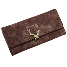 Card Case Holder Multi-slot Lady Purse Trifold Long Wallet Fashion Card Holder Brown