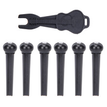 Guitar Bridge Pins String Pegs with Remover for Acoustic Folk Guitar ABS Black with Dot