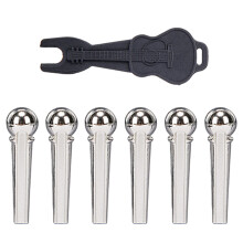 Guitar Bridge Pins String Pegs with Bridge Pin Puller Remover Zinc Alloy Silver