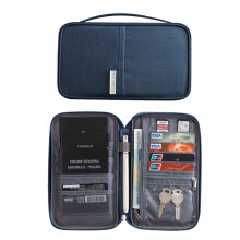Travel Passport Holder Wallet Multiple Compartments Family Passport Wallet Navy blue small