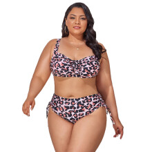 Women Oversized Bathing Suit Beachwear Pure Colors Popular Split Swimwear Set Tiger XL