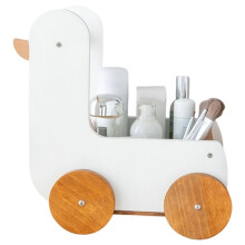 Cute Animal Wooden Storage Box Desktop Organizer Large Capacity Storage Rack Duck Storage Cart for Kids Home Room B