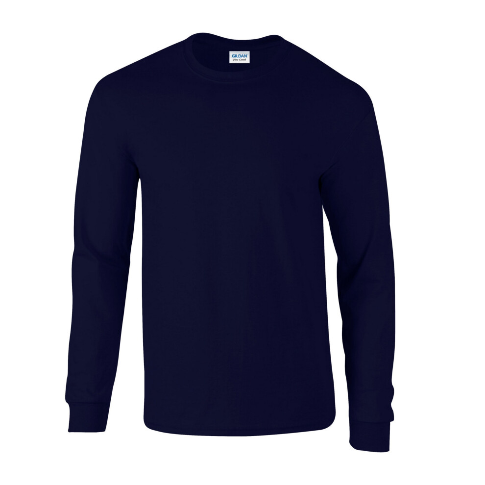 Gildan (L, Navy) Unisex Adult Ultra Plain Cotton Long-Sleeved T-Shirt