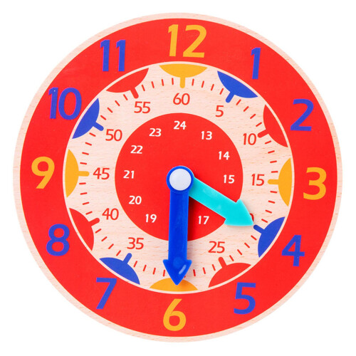 5.5in Learning Clock Learning Board for w/ 12/24 Hour Scale Primary Toddler Gi Red