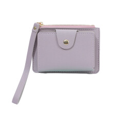 ID Card Clutch Bag Wristlet Credit Card Holder Coin Purse Solid Color Wallet Purple