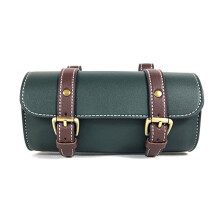 Leathers Bike Handlebar Tool Bag Barrels Shaped Waterproof Roll Green Adjustment buckle