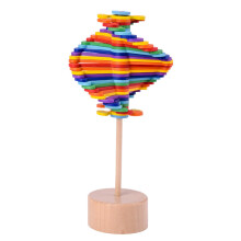 Wood Spinning Sensory Fidgets Toy Educational Decompression Toy Gifts for Kids Multicolor