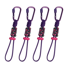 Fabric Cord Bottles Fastener with Locking Carabiner Backpacks Bottles Hanger Purple