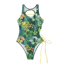 Women Lace Up Bikinis Female One Piece Swimsuit Hollow Bathing Suit Beachwear Color M