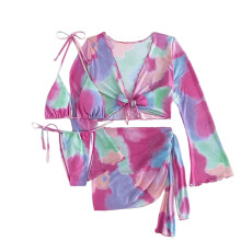 Sexy Ladies Beach Bikini Fashion Split Knotted Bikini Swimsuit Female Low Waist Rose S