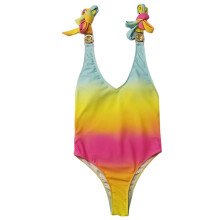 One Piece Swimsuit for Women Shiny Diamond Bathing Suit V-neck Bikinis-Swimwear Yellow L