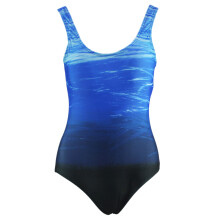 Women Backless Swimming Suit Color Block Bathing Suit Summer One Piece Swimsuit Blue L