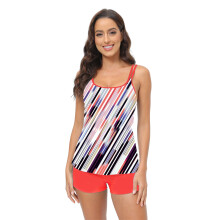 Women Two Pieces Tankini Swimsuit Tank Top Bathing Suit High Waist Watermelon red M