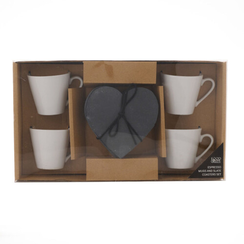Set of 4 Espresso Cup and Coaster Set