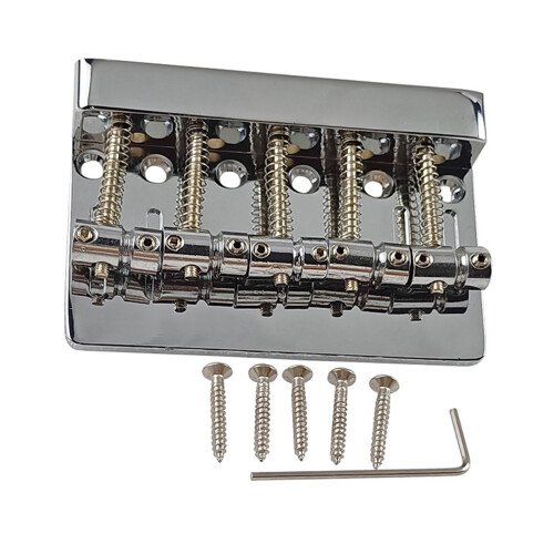 Bass Bridge Assembly Replacement 5 String Bridge Electric Bass Guitar Accessory Chrome