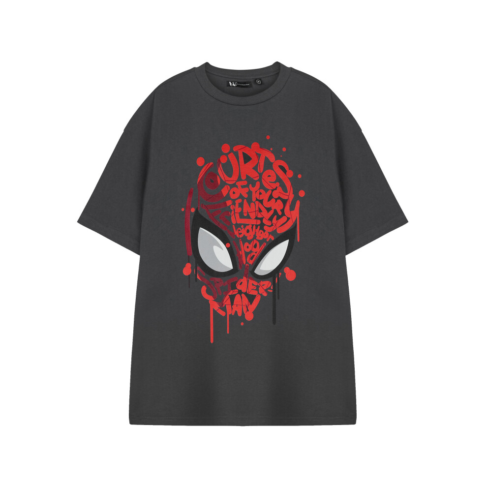Marvel (Small) Spiderman Short Sleeved T-Shirt (Mens Grey)