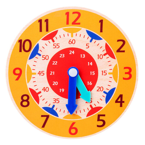 Teaching Clockface Sensory Toy Board Kids Brain Developmental for Time Learning Orange