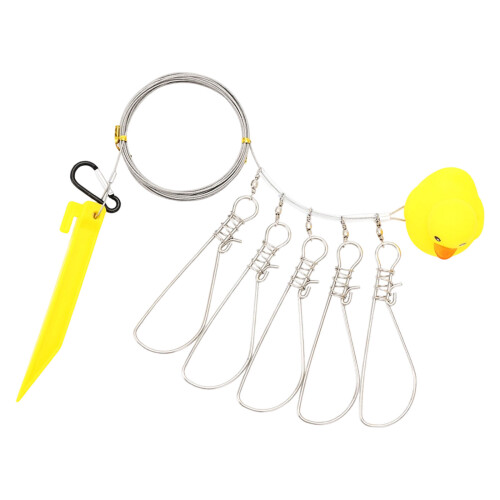 Practical Fish Stringer Clip Line Fish Holder with Swivels 5 meters  5 points quack quack