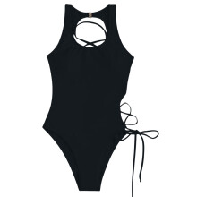 Womens Backless Bathing Suit Hollow One Piece Swimsuit Lace Up Cut-out Bikinis Black M