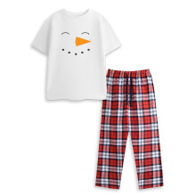 (7-8 Years) Show Me The Merch Short Sleeve Long Leg Pyjama Set (Unisex Kids White)