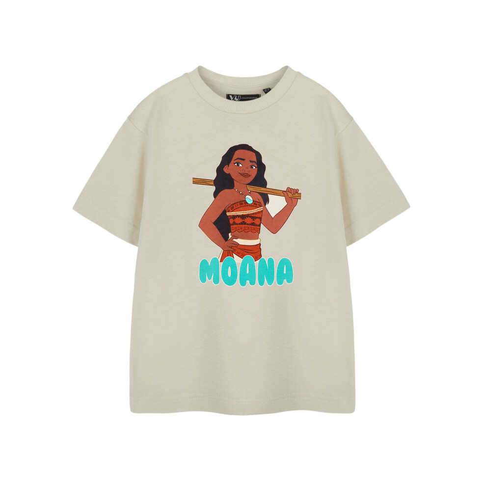 Disney (7-8 Years) Short Sleeved T-Shirt (Girls Beige)
