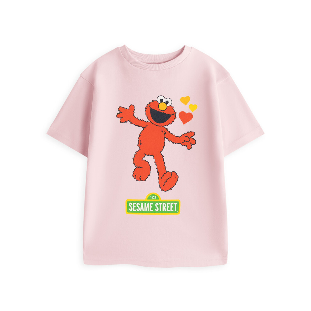 Sesame Street (7-8 Years) Short Sleeved T-Shirt (Girls Pink)