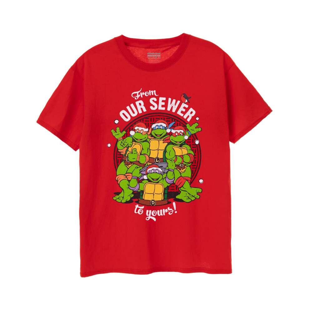 Teenage Mutant Ninja Turtles (Large) Short Sleeved T-Shirt (Mens Red)